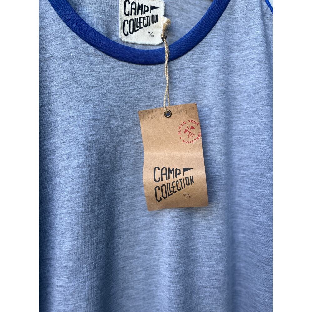 CAMP Collection Tommy Raglan Tee Blue White NWT Size Medium - Picture 5 of 6